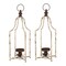 Set of 2 White Farmhouse Metal Decorative Lanterns Hanging Candle Holders Wedding Decor